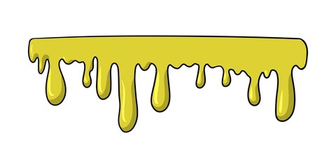 Drops of Bright yellow bee honey, honey flows, vector illustration in cartoon style