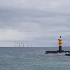 Jeju Yellow Lighthouse and Wind Farm