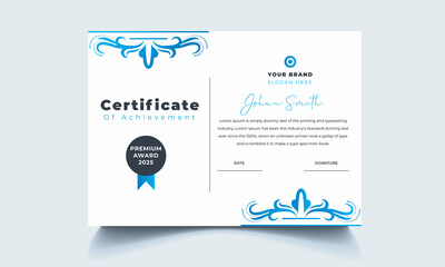 Floral Certificate of Appreciation template, flower certificate of achievement, awards diploma template.
