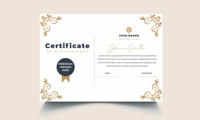 Floral Certificate of Appreciation template, flower certificate of achievement, awards diploma template.
