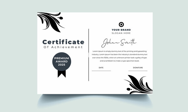 Floral Certificate of Appreciation template, flower certificate of achievement, awards diploma template.
