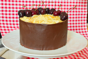 Black Forest Cake (Schwarzwälder Kirschtorte) with Cherries, Chocolate, Mascarpone and Whipped cream