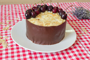 Black Forest Cake (Schwarzwälder Kirschtorte) with Cherries, Chocolate, Mascarpone and Whipped cream