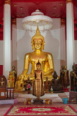 principle Buddha image of the first grade royal monastery, Phra Sri Rattana Mahathat Rajaworaviharn, Satchanalai District, Sukhothai province, Thailand - 513350666