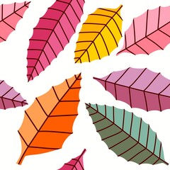 Autumn floral seamless geometric leaves pattern for fabrics and wrapping paper and clothes and kids and notebooks