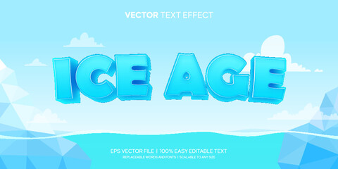 Iceberg, ice cube, ice age 3d style cold editable text effect
