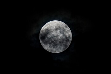 Full moon in a dark sky