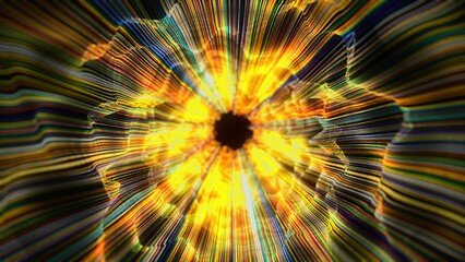  3D Rendering of Colorful Light Streaks Flowing