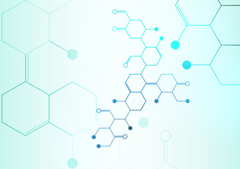 Obraz premium Future atomic molecule hexagon green medical color abstract background