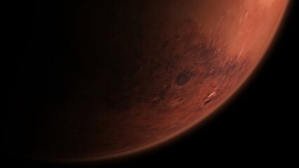 3D Rendering of Mars Close Up South Sunset