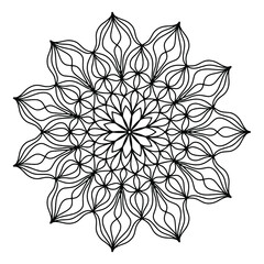 Easy mandala like flower or star, basic and simple mandalas Coloring Book for adults, seniors, and beginner. Digital drawing. Floral. Flower. Oriental. Book Page. Vector.