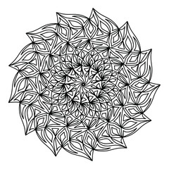Easy mandala like flower or star, basic and simple mandalas Coloring Book for adults, seniors, and beginner. Digital drawing. Floral. Flower. Oriental. Book Page. Vector.