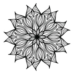Easy mandala like flower or star, basic and simple mandalas Coloring Book for adults, seniors, and beginner. Digital drawing. Floral. Flower. Oriental. Book Page. Vector.