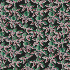 Stereo seamless pattern with hand drawn clover