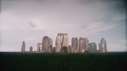 Fototapeta na wymiar 3D Rendering of Stonehenge Foggy Day