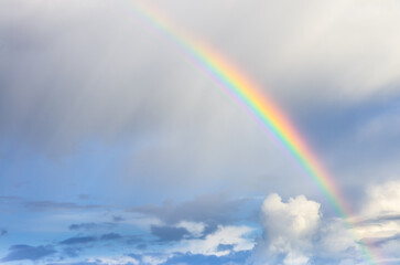 Rainbow over sky. Art photo. Soft nature colors