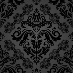 Classic seamless vector pattern. Damask orient dark ornament. Classic vintage dark background. Orient pattern for fabric, wallpapers and packaging