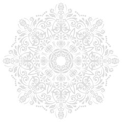 Elegant vintage vector ornament in classic style. Abstract traditional round grey ornament with oriental elements. Classic vintage pattern