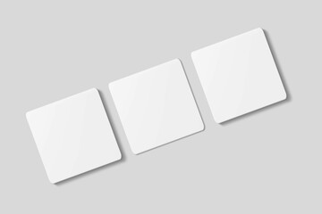 Blank square business card for mockup. 3D Render.