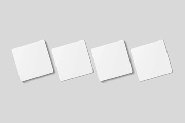 Blank square business card for mockup. 3D Render.
