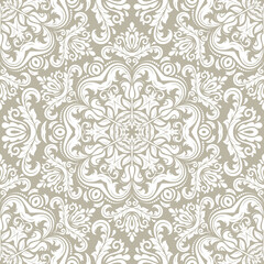 Orient vector classic beige and white pattern. Seamless abstract background with vintage elements. Orient pattern. Ornament for wallpapers and packaging