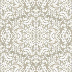 Orient vector classic beige and white pattern. Seamless abstract background with vintage elements. Orient pattern. Ornament for wallpapers and packaging