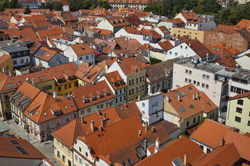 Fototapeta na wymiar View from Cerna Vez (Black Tower) in Ceske Budejovice, South Bohemian, Czechia, Czech Republic, Europe, Central Europe 