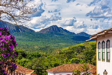 Houses, mountains and forest in the historic city of Tiradentes in the state of Minas Gerais