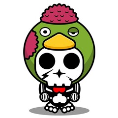 vector illustration of cute cartoon character zombie mascot bone animal chicken halloween