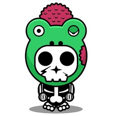 vector illustration of cute cartoon character zombie mascot bone animal frog halloween