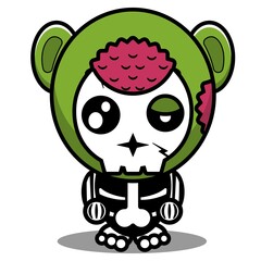 vector illustration of cute cartoon character zombie mascot bone animal gorilla halloween