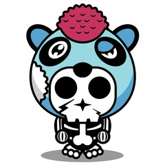 vector illustration of cute cartoon character zombie mascot bone animal panda halloween