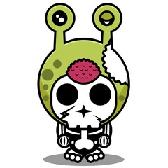 vector illustration of cute cartoon character zombie mascot bone animal snail halloween