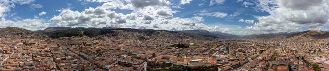 Fototapeta na wymiar Aerial view of the Coricancha temple in Cusco. 360 View