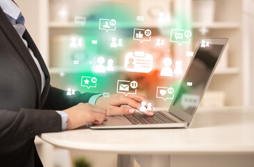 Young person surfing on social media network