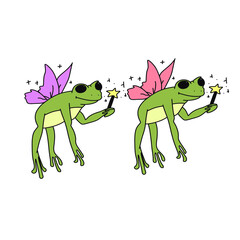 The musician frog is singing and playing the banjo of illustration