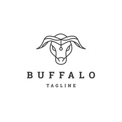 Buffalo head line logo icon design template flat vector