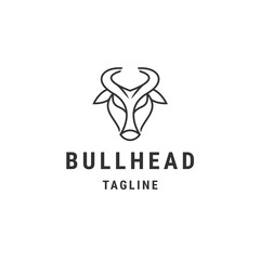 Buffalo head line logo icon design template flat vector