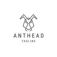 Ant head line logo icon design template flat vector