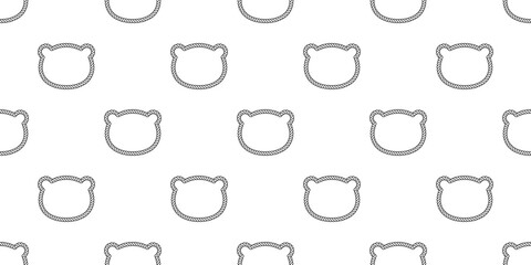 bear seamless pattern polar bear rope teddy head face vector cartoon repeat wallpaper gift wrapping paper tile background illustration doodle pet design scarf isolated