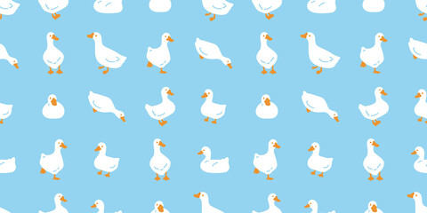 duck seamless pattern goose bird rubber duck shower bathroom swimming pool bird chicken vector cartoon pet scarf isolated animal tile wallpaper repeat background doodle illustration design