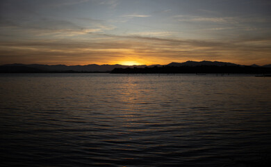 Sunset on the lagoon in Ibiraquera Imbituba, Santa Catarina SC
