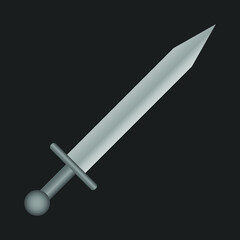 Knight sword. Straight sword. Vector metal sword