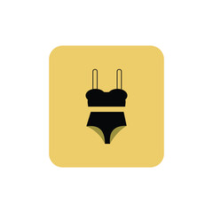 Swimsuit vector icon on green isolated background.