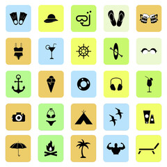 Summer travel and vacation icon collection