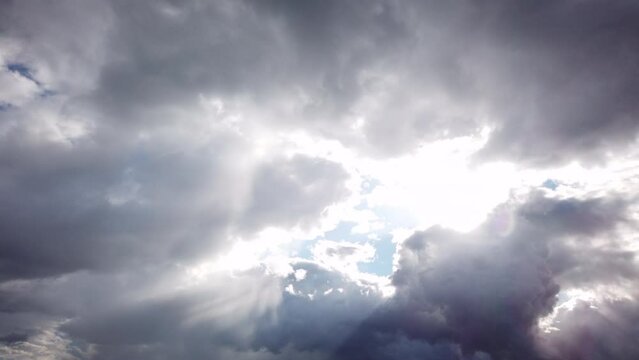 Tyndall effect of Sun shine over the clouds