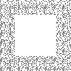 Seamless fruit frame. apple and pear background with place for text. Doodle vector illustration with fruits