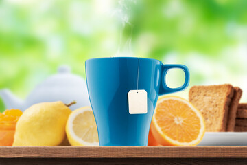 Healthy delicious tea break outdoors