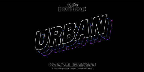 Vector urban text effect, 3D bold line style modern typography for decoration, t shirt, book, card,poster, banner, logo, printing on fabric, industrial. Trendy typeface. Cool alphabet. 