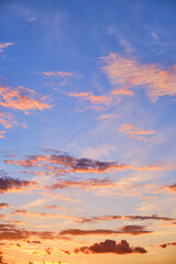 stock photo of spectacular sunset clouds at evening